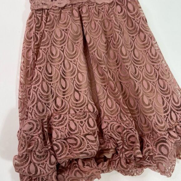 Free People Dress Womens Small Adella Lace Strappy Tiered Ruffle Slip NEW Pink - Picture 2 of 12